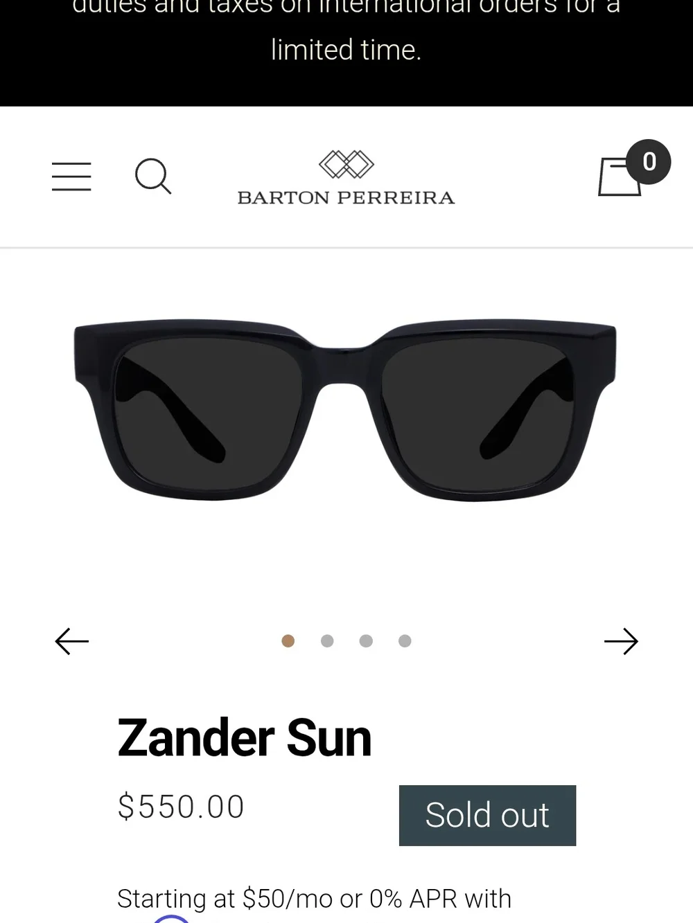 Barton Perreira Black Frame Sunglasses with Brown Lenses